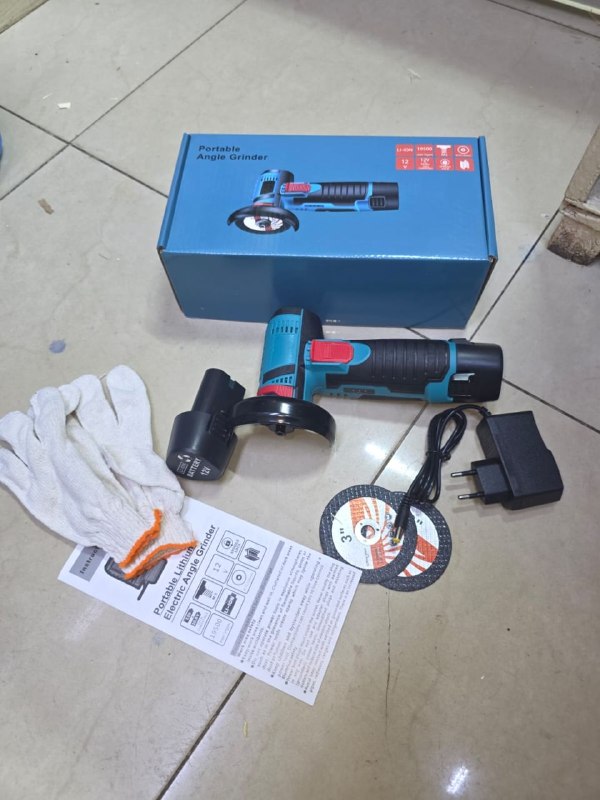 2325f252-e612-4100-a605-f22905b7fe18 12V blue cordless mini angle grinder kit 3" - Image 1